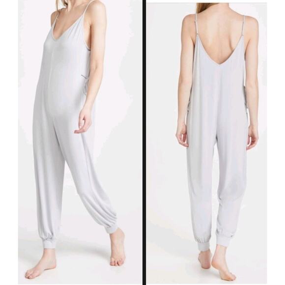 Eberjey Womens Gray Finley Eco Bamboo Sleep Lounge Jumpsuit Sz Medium NWT - Picture 1 of 4